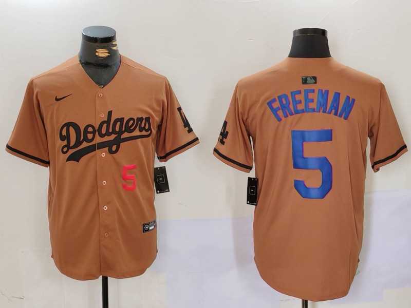 Men%27s Los Angeles Dodgers #5 Freddie Freeman Number Olive Cool Base Limited Stitched Jersey->kansas city royals->MLB Jersey